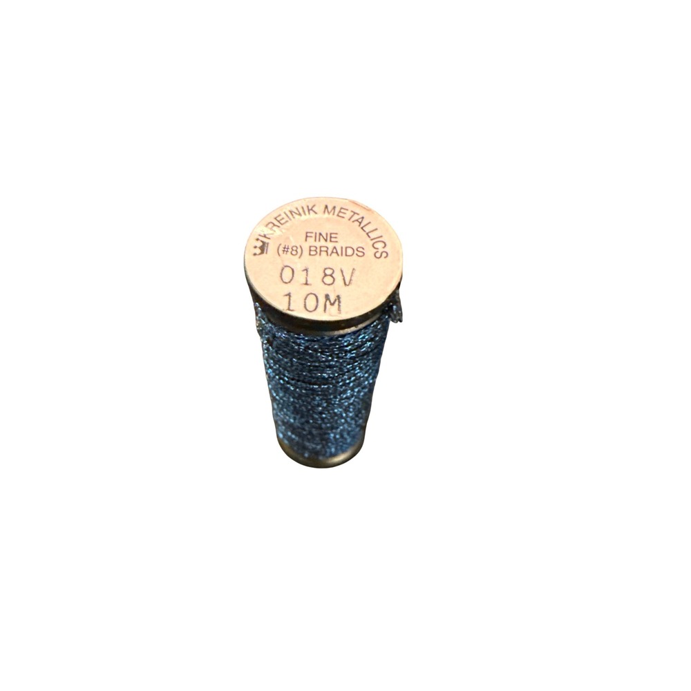 Kreinik Fine #8 Braid Metallic Thread 10M 018V Vintage Navy Blue Crafting Supply